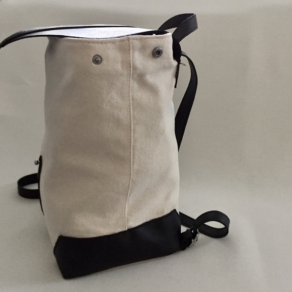 Deux Lux canvas cream & black backpack.  EUC - Picture 5 of 7